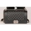 Replica Boy Chanel Flap Shoulder Bag Black Original Cannage Pattern A67086 Silver JK451HB48
