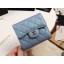 Replica Chanel Calfskin Leather wallet & Gold-Tone Metal A82288 light blue JK1275iF91
