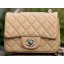 Replica Chanel Classic MINI Flap Bag Apricot Sheepskin A37585 Silver JK725Jw87