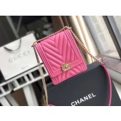 AAA 1:1 Boy chanel handbag Grained Calfskin & Gold-Tone Metal VS0130 rose JK4534yF79