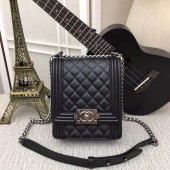 AAA 1:1 boy chanel handbag Patent Calfskin & silver-Tone Metal AS0130 black JK4899yF79