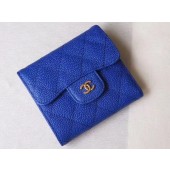 AAA 1:1 Chanel Tri-Fold Wallet Cannage Pattern Leather A48981 Blue JK1443yF79