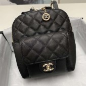 AAA Chanel Grained Calfskin & Gold-Tone Metal backpack AS0003 black JK4816zK34