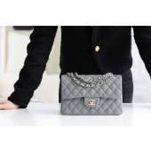 AAA Chanel Small Classic Handbag Grained Calfskin & silver-Tone Metal A01113 grey JK3356zK34