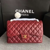AAA Replica Chanel Flap Shoulder Bags Dark Red Original Lambskin Leather CF1113 Glod JK5744cf50