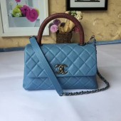 AAA Replica Chanel Tote Bag Skyblue Original Calfskin Leather 92990 Silver JK5890VB75