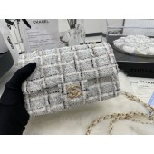 AAA Replica CHANEL Tweed Braided Sheepskin & Gold-Tone Metal AS01116-1 gray JK2605VB75