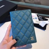 AAAAA Chanel Calfskin Leather & Gold-Tone Metal Wallet A80385 Blue JK1234aM93