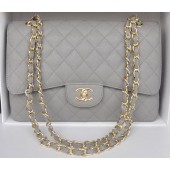 AAAAA Chanel Jumbo Double Flaps Bag Grey Cannage Pattern A36097 Gold JK193Qa67