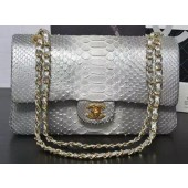 AAAAA Imitation Chanel 2.55 Series Flap Bags Grey&White Original Python Leather A1112SA Gold JK382oT91