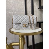 AAAAA Imitation chanel classic handbag Lambskin &Imitation Pearls& gold Metal AS1740 light gray JK2743oT91