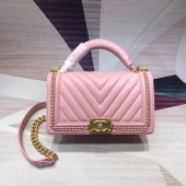 AAAAA Imitation Chanel Leboy Original leather Shoulder Bag V67086 pink & gold -Tone Metal JK4434Sy67