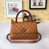 AAAAA Imitation Chanel Tote Bag Brown Original Calfskin Leather 92990 Silver JK5894Sy67