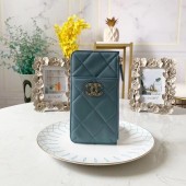 AAAAA Knockoff CHANEL 19 Mobile phone case Card Holder AP1182 sky blue JK1206Pg26
