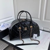 AAAAA Knockoff Chanel Original Sheepskin Leather Travel Bag Black AS2223 Gold JK3567Pg26