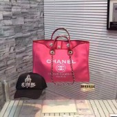 Best 1:1 Chanel Large Canvas Tote Shopping Bag CNA1679 Pink JK5792OR71