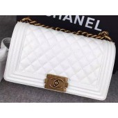 Chanel Boy Flap Shoulder Bag White Original Calfskin Leather A8708 Bronze JK270Oj66