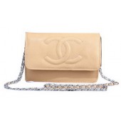 Chanel Cannage Pattern Leather Flap Shoulder Bag A8892 Apricot JK997Va47