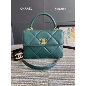 Chanel CC original lambskin top handle flap bag A92236 green&Gold-Tone Metal JK4053tL32