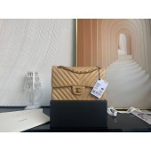 Chanel classic handbag Lambskin & silver Metal V01112 brown JK2585cP15