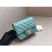 Chanel Classic MINI Flap Bag original Sheepskin Leather A1115 Light blue gold chain JK5176Oq54