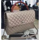 Chanel Classic Top Flap Bag Original Leather A98080 Grey JK225tg76