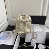 Chanel Drawstring Bag Lambskin & Gold Metal AS2314 AS2313 White JK3199wv88