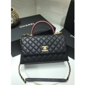 Chanel flap bag with red top handle A92991 black JK3761fH28