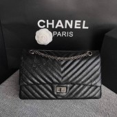 Chanel Flap Original Cowhide Leather 30225 black Silver chain JK4614bT70