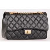 Chanel Jumbo Classic Flap Bag Black Calfskin Leather A28668 Gold JK447FT35