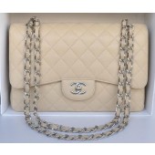 Chanel Jumbo Double Flaps Bag Apricot Cannage Pattern A36097 Silver JK190KX22