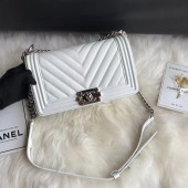 Chanel Leboy Original Caviar leather Shoulder Bag A67086 white silver chain JK5101Yo25