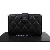 Chanel Matelasse Bi-Fold Wallet Original Cannage Pattern Leater CHA48667 Black JK1523bT70