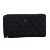 Chanel Matelasse Zip Around Wallet Cannage Pattern A2618 Black JK1483wn15