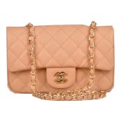 Chanel mini Classic Flap Bag Apricot Cannage Pattern 1117 Gold JK1106Wi77