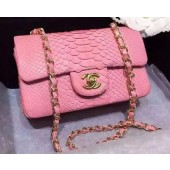 Chanel mini Classic Flap Bag Original Snake Leather A1116 Pink JK408Il41