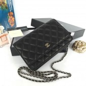 Chanel mini Flap Bag Black Original Sheepskin A33814 Silver JK834Ri95