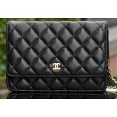 Chanel mini Flap Bag Black Sheepskin Leather A33814 Gold JK739fo19