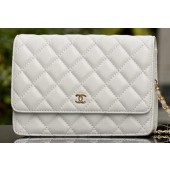 Chanel mini Flap Bag White Sheepskin Leather A33814 Gold JK741Wi77