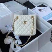 Chanel mini Shoulder Bag Grained Calfskin&Gold-Tone Metal AS3176 white JK2497yx89