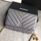 Chanel Owl Pendant Flap Shoulder Bag Calfskin Leather A33814 Grey JK5334rJ28