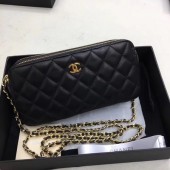 Chanel Shoulder Bag Black Sheepskin Leather CHA6845 Gold JK5672nS91