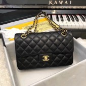 Chanel Small Classic Handbag Sheepskin Gold-Tone Metal A01113 black JK5040qB82