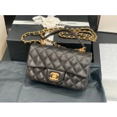 Chanel small tote bag Sheepskin & Gold-Tone Metal AS2431 black JK3703DO87