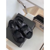Chanel Smooth Original Leather Sandals C3597 Black JK4460zS17