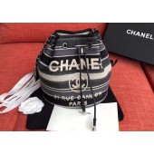CHANEL Tweed Calfskin drawstring bag & Gold-Tone Metal AS0455 grey.white.Navy JK4458xa43