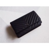 Chanel V mini Flap Bag Black Chevron Cannage Pattern A33814V Silver JK5657Wi77