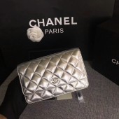 Chanel WOC Flap Bag Original Sheepskin Leather 33814B Silver JK5836KX22