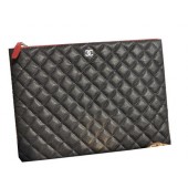 Copy Chanel Clutch Bag Black Cannage Pattern Leather A82044 Silver JK883Kn92