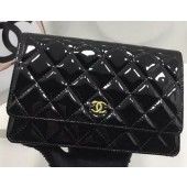 Copy Chanel WOC mini Flap Bag Patent Leather A33814P Black JK153Kn92